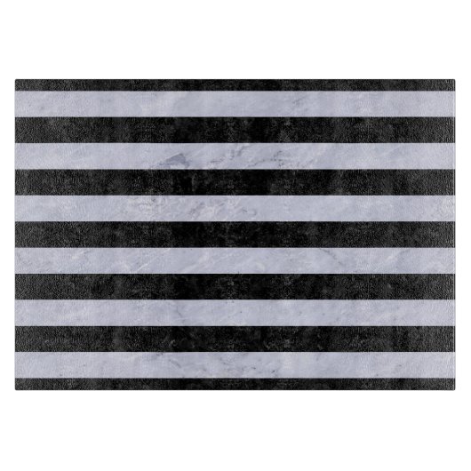 SCHWARZER MARMOR STRIPES2 U. WEISSER MARMOR SCHNEIDEBRETT (Vorderseite)