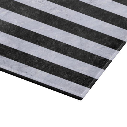 SCHWARZER MARMOR STRIPES2 U. WEISSER MARMOR SCHNEIDEBRETT (Ecke)