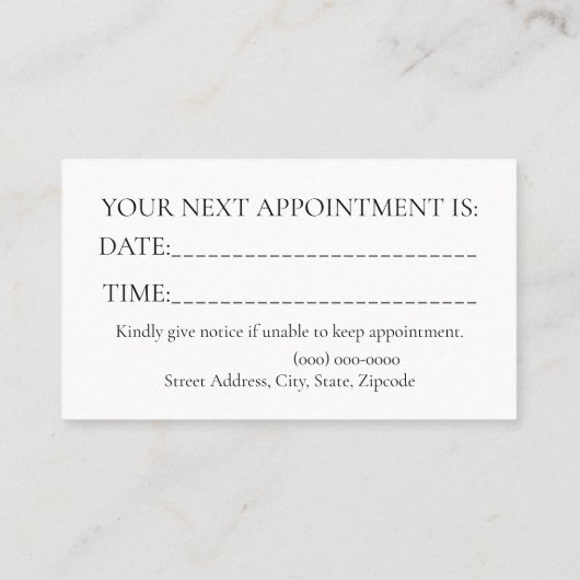 Schwarzer Marmor Terminkarte (Rückseite)