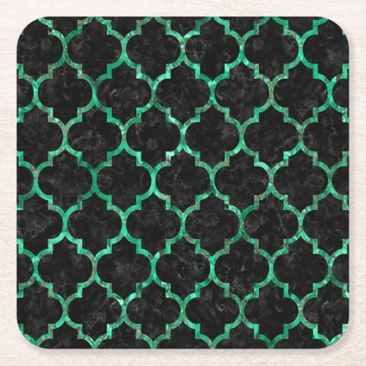 SCHWARZER MARMOR TILE1 U. GRÜNER MARMOR (R) RECHTECKIGER PAPPUNTERSETZER (Vorderseite)