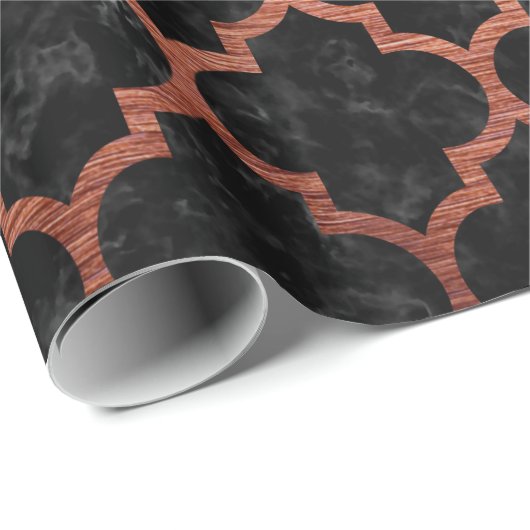 SCHWARZER MARMOR TILE1 U. KUPFER GEBÜRSTETES GESCHENKPAPIER (Rolleneckpunkt)