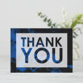 Schwarzer Marmor über Deep Blue mit Cutout Dankeskarte (Stehend Vorderseite)