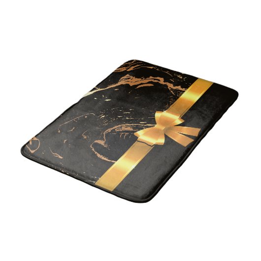 Schwarzer Marmor und Band Badematte (Schrägansicht)