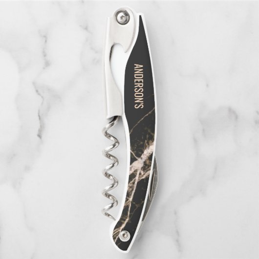 Schwarzer Marmor und beige Körner Kellnermesser (Vorderseite)