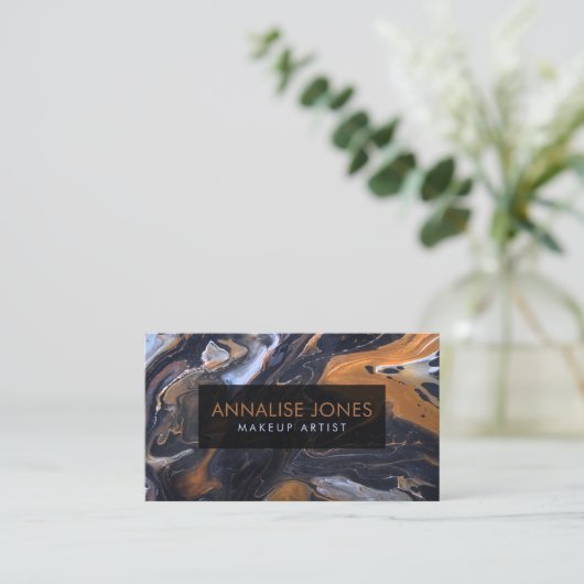 Schwarzer Marmor und Bronze Visitenkarte (Stehend Vorderseite)