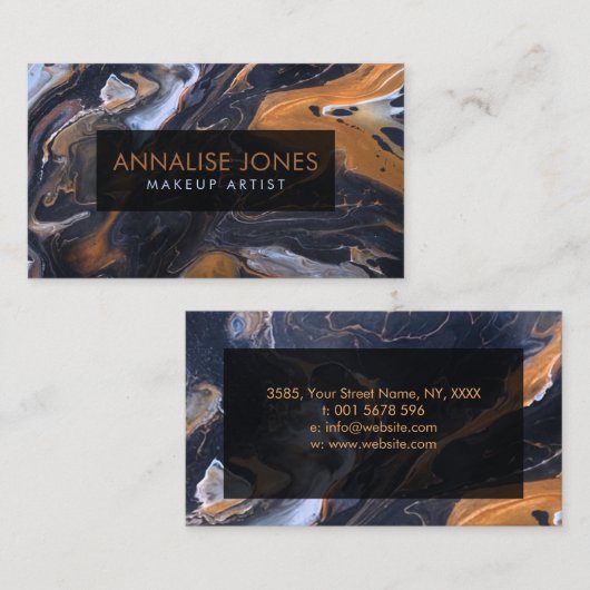 Schwarzer Marmor und Bronze Visitenkarte (Vorne/Hinten)