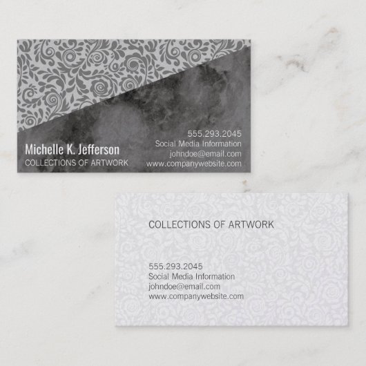 Schwarzer Marmor und eleganter Spitzenfarbblock Visitenkarte (Vorne/Hinten)