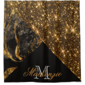 Schwarzer Marmor und Glitzer Duschvorhang (Vorderseite)