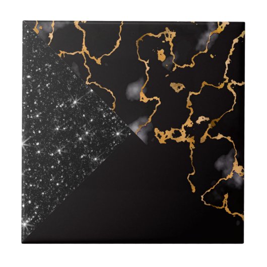 Schwarzer Marmor und Glitzer Fliese (Vorderseite)