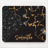 Schwarzer Marmor und Glitzer Mousepad (Vorne)