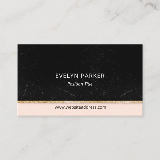 Schwarzer Marmor und Gold-Glitzer Visitenkarte (Vorderseite)