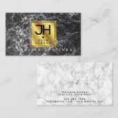 Schwarzer Marmor und Gold Moderne Monogram BC Visitenkarte (Vorne/Hinten)