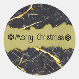 Schwarzer Marmor und Imitate Gold anpassbar Runder Aufkleber
