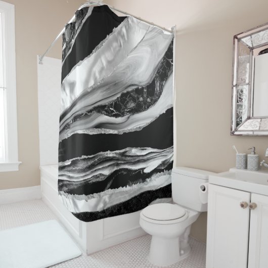 Schwarzer Marmor und Mutter der Perle Duschvorhang (Beispiel)
