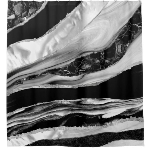 Schwarzer Marmor und Mutter der Perle Duschvorhang (Vorderseite)