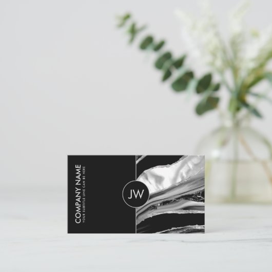 Schwarzer Marmor und Mutter der Perle Visitenkarte (Stehend Vorderseite)