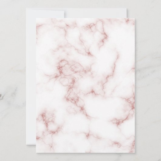 Schwarzer Marmor und Rose Goldkorallenhochzeit Einladung (Rückseite)