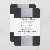 Schwarzer Marmor und Silber-Glitzer-Panel-Design Dankeskarte (Vorne/Hinten)