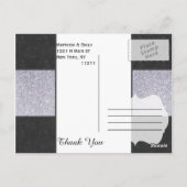 Schwarzer Marmor und Silber-Glitzer-Panel-Design Postkarte (Rückseite)