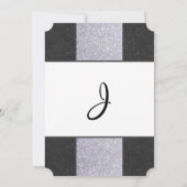 Schwarzer Marmor und Silver Glitzer Panel Design Einladung (Rückseite)