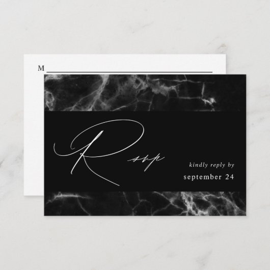 Schwarzer Marmor und UAWG RSVP Karte (Vorne/Hinten)