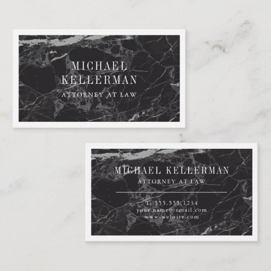 Schwarzer Marmor Visitenkarte (Vorne/Hinten)