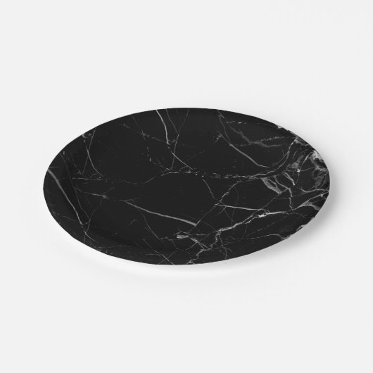 Schwarzer MarmorPappteller Pappteller (Schrägansicht)