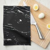 Schwarzer Marmorraum Handtuch (Viertel Falte)