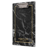 Schwarzer Marmorstein Textur Gold Grenze Klemmbrett (Links)