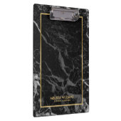 Schwarzer Marmorstein Textur Gold Grenze Klemmbrett (Rechts)
