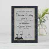 Schwarzer Marmorstein Texture Dinner Party Einladung (Stehend Vorderseite)