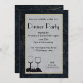 Schwarzer Marmorstein Texture Dinner Party Einladung (Vorne/Hinten)