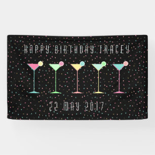 Schwarzer Martini Cocktail Alles Gute zum Geburtst Banner