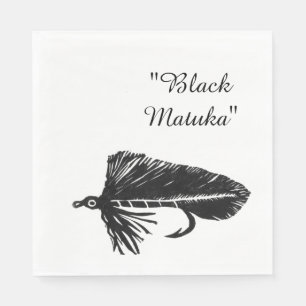 Schwarzer Matuka Ausläufer, Fliegenfischen, Serviette