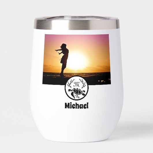 Schwarzer Meeresschildkröten-Silhouette-Foto Monog (Rückseite)