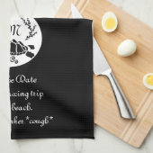 Schwarzer Meeresschildkröten-Silhouette-Monogramm- Geschirrtuch (Viertel Falte)