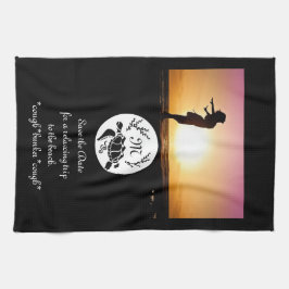 Schwarzer Meeresschildkröten-Silhouette-Monogramm- Geschirrtuch