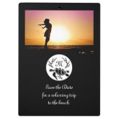 Schwarzer Meeresschildkröten-Silhouette-Monogramm- Klemmbrett (Rückseite)