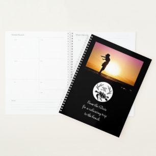 Schwarzer Meeresschildkröten-Silhouette-Monogramm- Planer