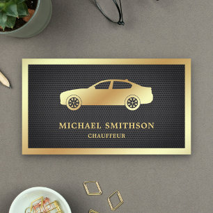 Schwarzer Mesh Gold Wagen Professioneller Chauffeu Visitenkarte