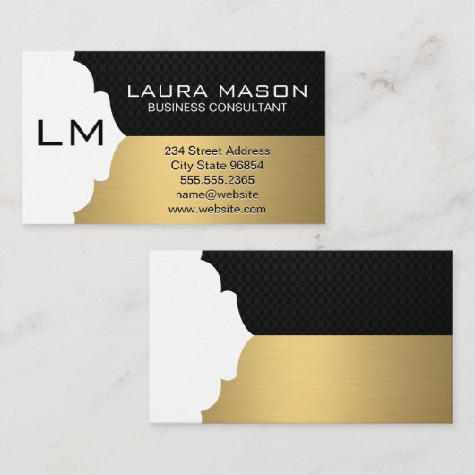 Schwarzer Mesh mit Monogramm aus Corporate Gold Visitenkarte (Vorne/Hinten)