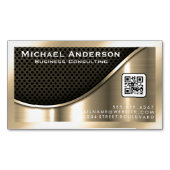Schwarzer Mesh und metallisches Gold | QR-Code Magnetische Visitenkarte (Vorderseite)