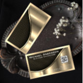 Schwarzer Mesh und metallisches Gold | QR-Code Visitenkarte