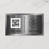 Schwarzer Mesh und metallisches Silber | QR-Code Visitenkarte (Rückseite)