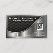 Schwarzer Mesh und metallisches Silber | QR-Code Visitenkarte (Vorderseite)