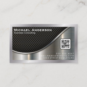 Schwarzer Mesh und metallisches Silber   QR-Code Visitenkarte