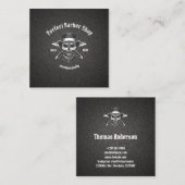 Schwarzer Metallbarsch Moderner Eleganter Barbersa Quadratische Visitenkarte (Vorne/Hinten)