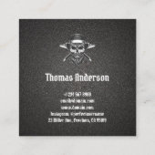 Schwarzer Metallbarsch Moderner Eleganter Barbersa Quadratische Visitenkarte (Rückseite)