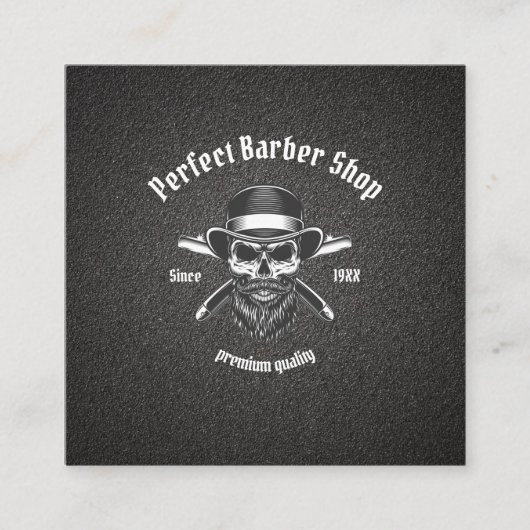 Schwarzer Metallbarsch Moderner Eleganter Barbersa Quadratische Visitenkarte (Vorderseite)