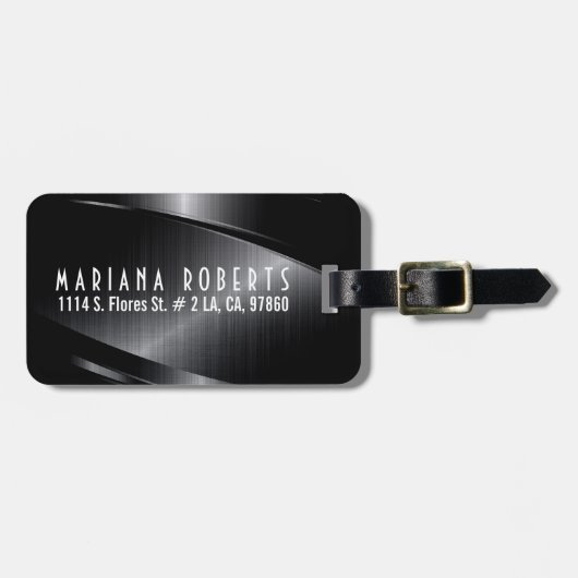 Schwarzer Metallbelag aus Aluminium Gepäckanhänger (Vorderseite horizontal)